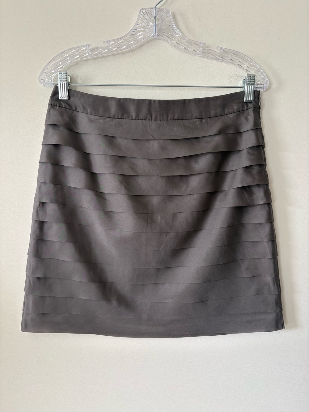 LOFT Gray Tiered Midi Skirt